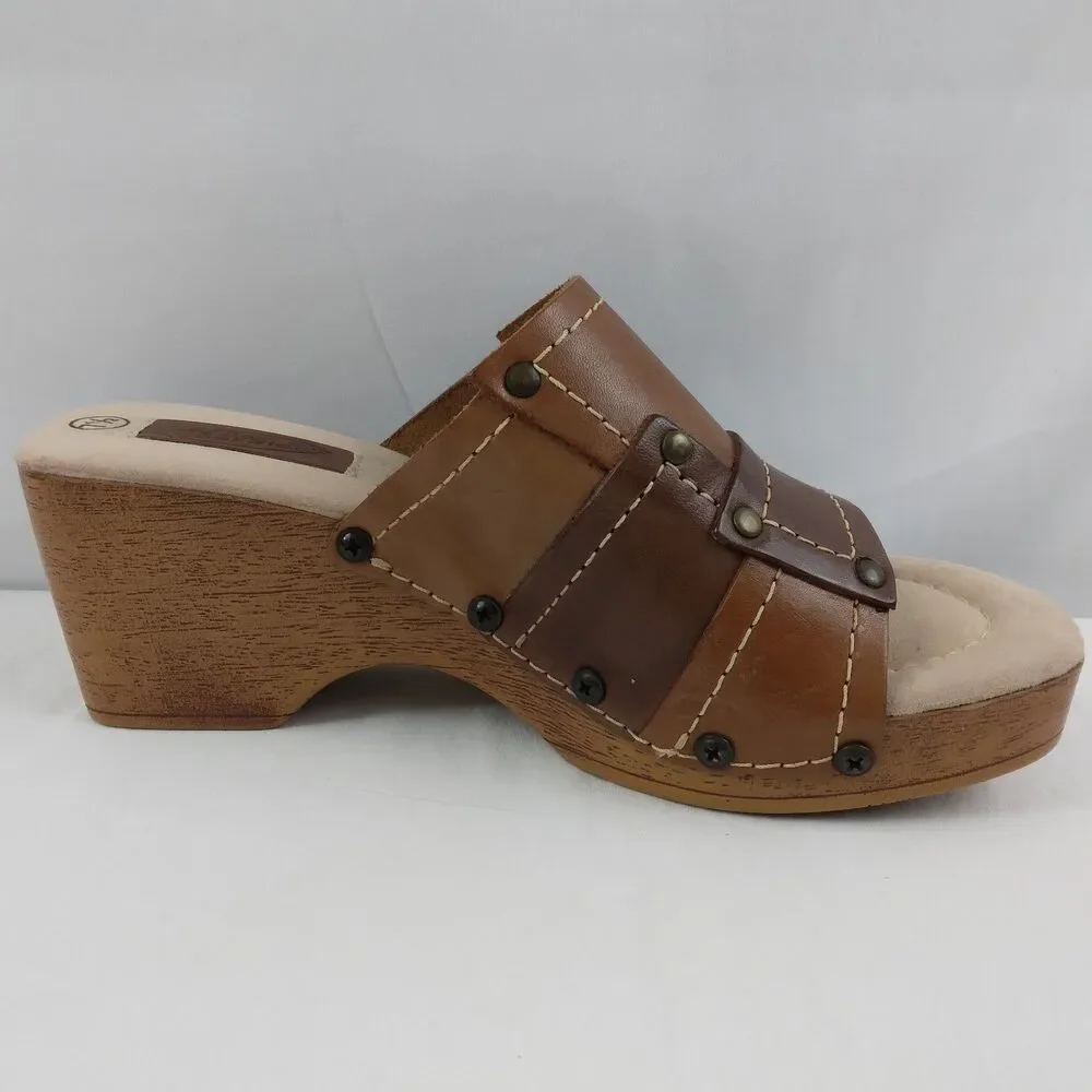 Vintage Y2K Lower East Side Patchwork Leather Platform Chunky Wedge Sandals 7.5 - Picture 7 of 10